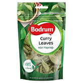 Bodrum - Curry Leaves - 15g come with vibrant green leaves, labeled 100% natural with no artificial colors or additives—ideal for bringing authentic flavor to Indian dishes.